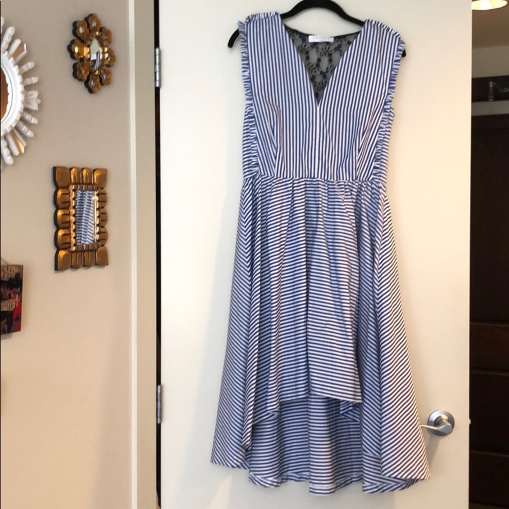 Sandro Asymmetrical Striped Dress